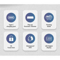 Afeitadora Eléctrica Inteligente Resistente al Agua, Indicador Digital, Malla Flotante de Aluminio de 3 Piezas - details 3