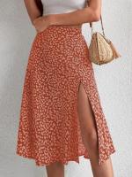Mujeres 2025 Verano Primavera Boho Faldas largas Vestido Estampado floral Cintura elástica División Sexy Una línea Playa Maxi Falda - details 1