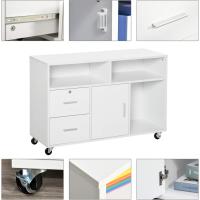 Mueble de Oficina Archivador con Ruedas Almacenamiento de Gran Capacidad 100x35x65 cm Blanco - details 6