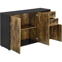 74 x 117 x 36 cm - con 2 Cajones y 3 Puertas - Organizador de Oficina - Aparador - Cajonera Multiusos - Mueble Auxiliar - Efecto Roble Oscuro - Negro - details 3
