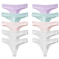 10PCS Conjunto De Bragas De Algodón Para Mujer Estilo Deportivo Y Sexy Transpirables Cómodas Y Suaves G-Strings En Rayas - details 10