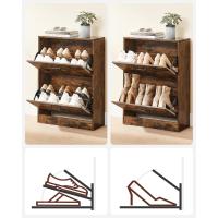 Armario de Madera de 3 Pisos Diseño con 3 Puertas Abatibles Ideal para Entrada Estrecha, Pasillo, Sala de Estar 60 x 24 x 120 cm Marrón Rústico - details 21