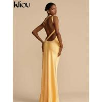 Vestido Largo de Seda para Mujer Elegante, Sin Mangas, Espalda Descubierta, Hombros Descubiertos - details 12