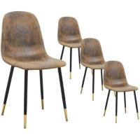 Juego de 4 sillas de comedor con asiento y respaldo suaves, con patas de metal macizo, para salón, dormitorio, cocina o comedor, ante marrón - details 26