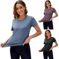 Camiseta deportiva de cuello redondo para mujer, camiseta de secado rápido de alta elasticidad, Tops deportivos informales para mujer 2025 - details 0
