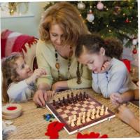 Juego de ajedrez plegable de madera Excitat 3 en 1 para niños y adultos 34x34cm - details 7