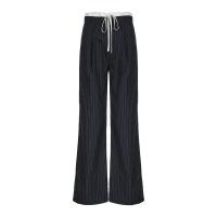 Pantalones de pierna recta a rayas con empalme de moda coreana de cintura alta sueltos nuevos de primavera y otoño para mujer - details 2