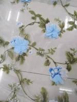 Tela de encaje bordado de Organza, falda de flores de gasa 3D, rosa y azul, Fondo de boda, tela decorativa - details 4