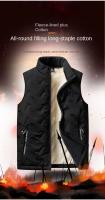 Chaleco de algodón para hombre, chaqueta informal multifuncional de talla grande, top cálido sin mangas con cuello levantado, moda de otoño e invierno - details 0