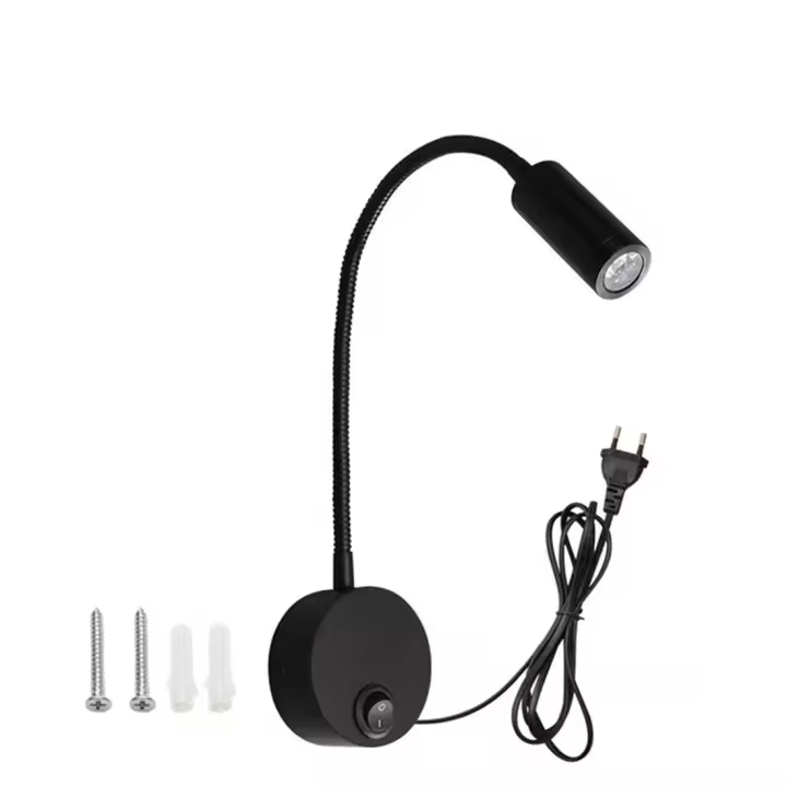 Candelabro de pared enchufable, lámpara de pared de cabecera con enchufe e interruptor, luz de pared de dormitorio con puerto de carga USB para sala de estar de Hotel - 1