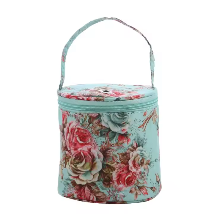 Bolsa de almacenamiento de hilo redondo para manualidades, bolsa de hilo de lana con cremallera portátil, bolsa de hilo para tejer, almacenamiento de herramientas de costura - 1