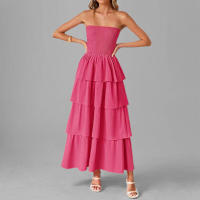 Vestido Largo de Moda Elegante sin Tirantes de Color Sólido para Mujer Primavera 2025 - details 11