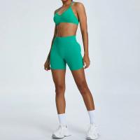 Pantalones de Yoga sin costuras para mujer, pantalones cortos deportivos para correr, transpirables, cintura alta, LICRA - details 3