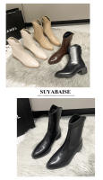 Nuevas botas de vaquero occidentales puntiagudas con boca en v, botas cortas blancas de tacón grueso - details 6