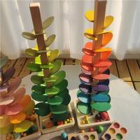 Arcoíris de alta calidad para niños, juguetes educativos con música que suena, montaje de pétalos de madera y bolas de canicas - details 2