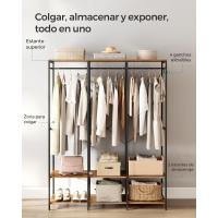 Armario Portátil Plegable Organizador de Ropa con Barras de Colgar Estantes de Almacenamiento con Ganchos Extraíbles Marrón Rústico Tamaño 40 x 94,5 x 180 cm - details 10
