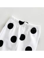 Primavera y otoño Traje de bebé Estampado de lunares Cuello redondo Suéter de manga larga Pantalones sueltos Ropa deportiva para niños y niñas - details 7