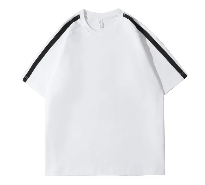 Roma algodón crash color línea cuello redondo manga corta hombre retro holgada versátil camiseta - 1