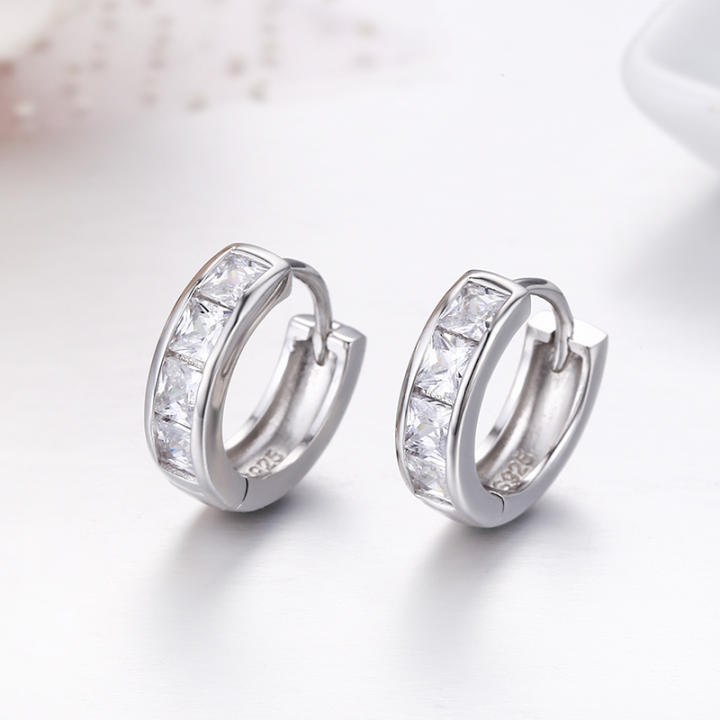 Encantador anillo de plata de primera ley y circón para mujer, aretes pequeños, plata esterlina, Circonia cúbica, zirconia, circonita, zirconita, 12mm, 925