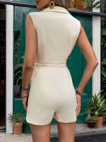 Monos sin mangas para mujer, Vestido corto con cuello de sastre en blanco S, Verano - details 5