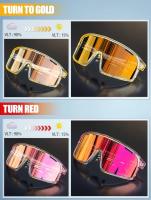 Scvcn-Photochromic Cycling Sunglasses for Man Blue Outdoor Sports Bike Glasses MTB Fishing Glasses Bicycle Goggles UV400 2lens - details 5