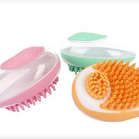 Productos para mascotas con dispensador de champú, cepillo de baño para perros, peine de silicona, cepillo de masaje silencioso para gatos, peine de ducha portátil 2 en 1 para mascotas - details 2