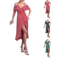 Vestido largo con tirantes y estampado floral para mujer, estilo bohemio de playa, moderno, un hombro, irregular, fresco diario - details 0