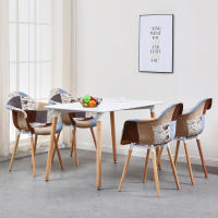 Sillas de comedor de tela de retales, sillón de oficina con asiento acolchado, patas de madera, muebles de cocina, 2 unidades por juego - details 7