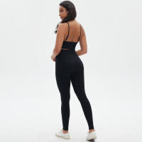 Conjunto de yoga de cintura alta para mujer, sujetador deportivo transpirable, mallas, equipo de fitness para levantamiento de pecho - details 4
