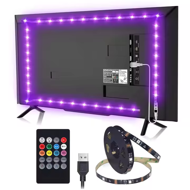 famgem Tiras LED RGB Sincronizadas Con Música Para TV Y Decoración De Habitaciones 5V USB Tira De Luz Adhesiva Para Iluminación Trasera De TV Y Dormitorio - 1