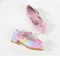 Zapatos de cuero con purpurina para niños, zapatos de princesa arcoíris para niñas, fiesta de boda, lentejuelas, lazo, tacones altos, zapatos individuales - details 6