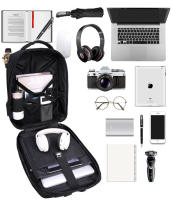 Mochila impermeable de gran capacidad con USB para hombre, bolsa de ordenador de negocios con rayas reflectantes, carcasa dura multifuncional - details 0
