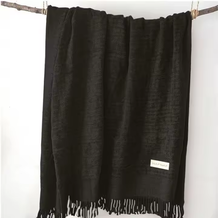 Manta Tylou Naf Naf algodón+poliéster negro 170x130 cm - 1