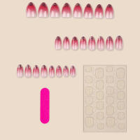 Uñas postizas rosas con purpurina brillante, aplicación, uñas fáciles de quitar, uso diario y fiestas - details 2