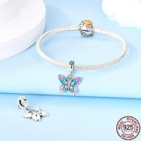 Encantos de Plata Esterlina S925 con Mariposa Flor y Corazón para Pulsera Original de 3mm Joyería Fina de Cumpleaños para Mujeres Material de Metal con Zirconia - details 15