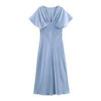 OUWU- Vestido Largo De Fiesta Acampanado Con Temperamento Para Mujer, Novedad De Verano, Moda Informal De Manga Corta Con Textura De Satén De Seda, Vestido Elegante Para Primavera 2025 - details 5