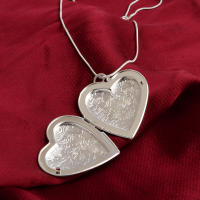 Collar de plata de ley  con marco de corazón, colgante, se puede cargar con foto, regalo de joyería DIY - details 4