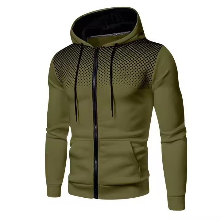 Suéter de lunares para hombre, cárdigan informal a la moda, Sudadera con capucha, abrigo deportivo, Otoño, 2024 - 1
