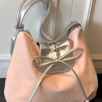 Mochila con lazo plateado de Color sólido, bolso de hombro estilo coreano de gran capacidad, bolso de compras versátil - details 4