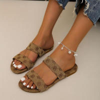 Zapatillas de mujer de talla grande, sandalias de playa con correa cruzada plana y punta de nuevo estilo - details 6