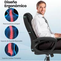 Silla de Oficina Reclinable Ajustable en Altura Silla de Ordenador Ergonómica Giratoria con Asiento Acolchado Silla de Trabajo Tapizada en Piel Sintética con Ruedas Carga de 136 KG Negra - details 3