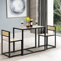 3 Piezas, 1 Mesa de Comedor con 2 Sillas, Conjunto de Comedor Pequeño para 2 Personas, Diseño Ahorro Espacio, Juego de Bistró para Bar, Balcón (Natural) - details 8