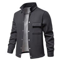 Suéter de manga larga con solapa para hombre, cárdigan con bolsillo, decoración, Color sólido, novedad de otoño e invierno, 2024 - details 5