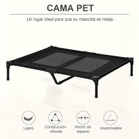 PawHut Cama elevada portátil para perros y gatos con área de malla transpirable y tela Oxford para interior y exterior 92x76x18 cm negro - details 1