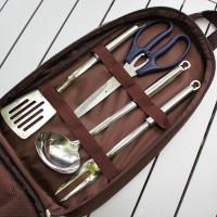 Juego de utensilios de cocina con bolsa de transporte para acampada, 7 piezas, barbacoa, playa, senderismo, organizador de viaje, paquete de almacenamiento, equipo de utensilios de cocina - details 5