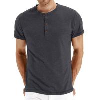 Camiseta de algodón de calidad de marca, cuello Henry, diseño de moda, ajuste slim, camisetas sólidas para hombre, camisetas de manga corta para hombre - details 6