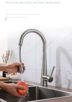Grifo de fregadero de cocina extraíble de acero inoxidable 304, mezclador giratorio de un solo orificio, grifo de agua giratorio retráctil - details 0