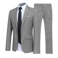 Conjunto de Traje de Primavera para Hombres Chaqueta de Pantalón de Color Sólido Talla Grande - details 2