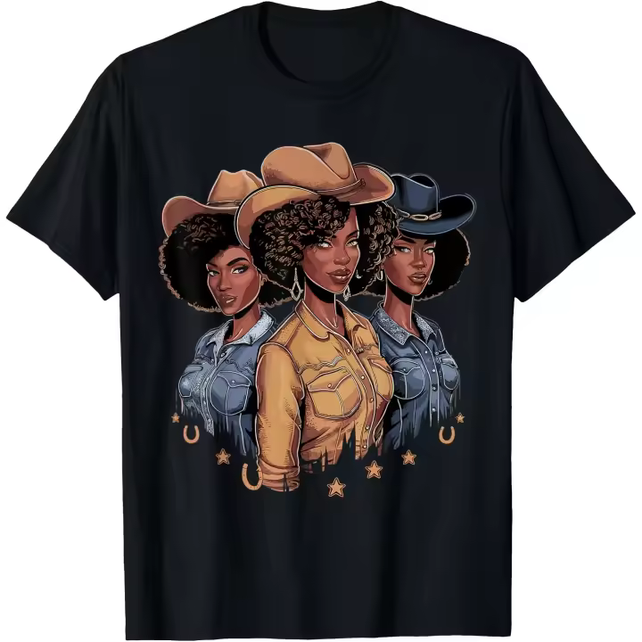 Camiseta negra de vaquera Rodeo Melanin para hombre - 1