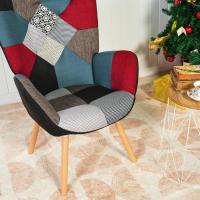 Sillones de salón Butaca nórdica Sillas Escandinavo Relax Acolchado con reposabrazos y patas de madera, tela, para dormitorio comedor, gris - details 18